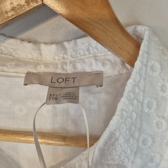 NWOT Loft White Eyelet Sleeveless Top Size XXL - Picture 3 of 11